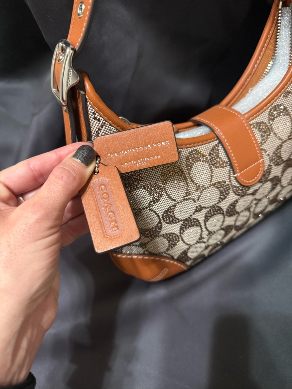 NWT Coach Crystal Signature Jacquard Hamptons Shoulder Bag - Picture 6 of 12